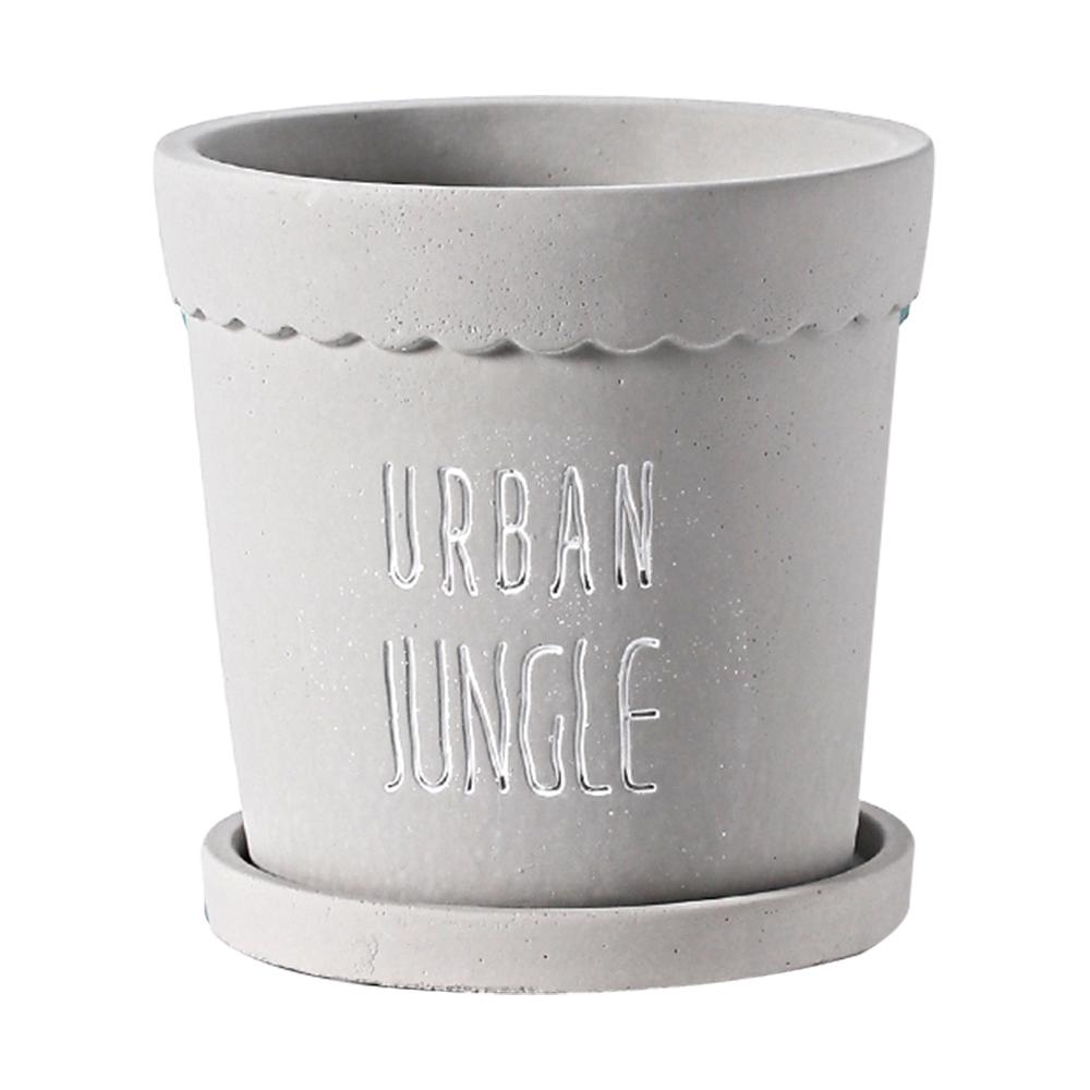 Cement Flowerpot With Tray