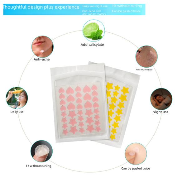 Colorful Acne Patches Heart-shaped Star-shaped Concealer Acne Removal Hydrogel Pimple Mark Covering Patches