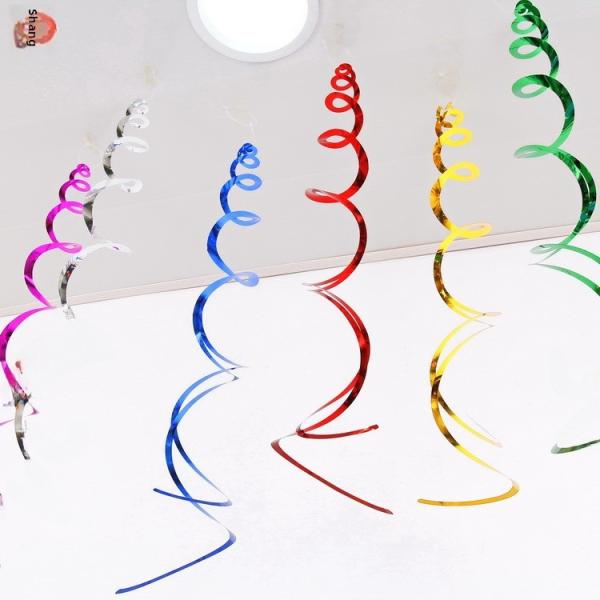 Festive Spiral PVC Hanging Decorations Pull String Flower Arrangements Window Display Corridor Ceiling Decoration Accessories