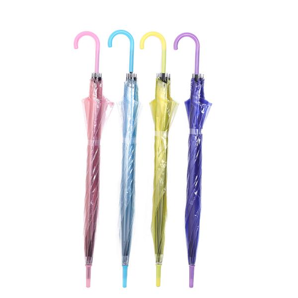 Creative Fresh Long Handle Transparent Umbrella Colorful Straight Rod Rain Umbrella Automatic Logo Advertising Gift