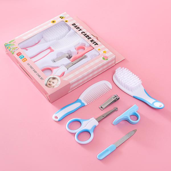 Baby Care Cleaning 6-piece Set Nail Scissors Combination Suit Baby Safety Comb Brush Gift Box